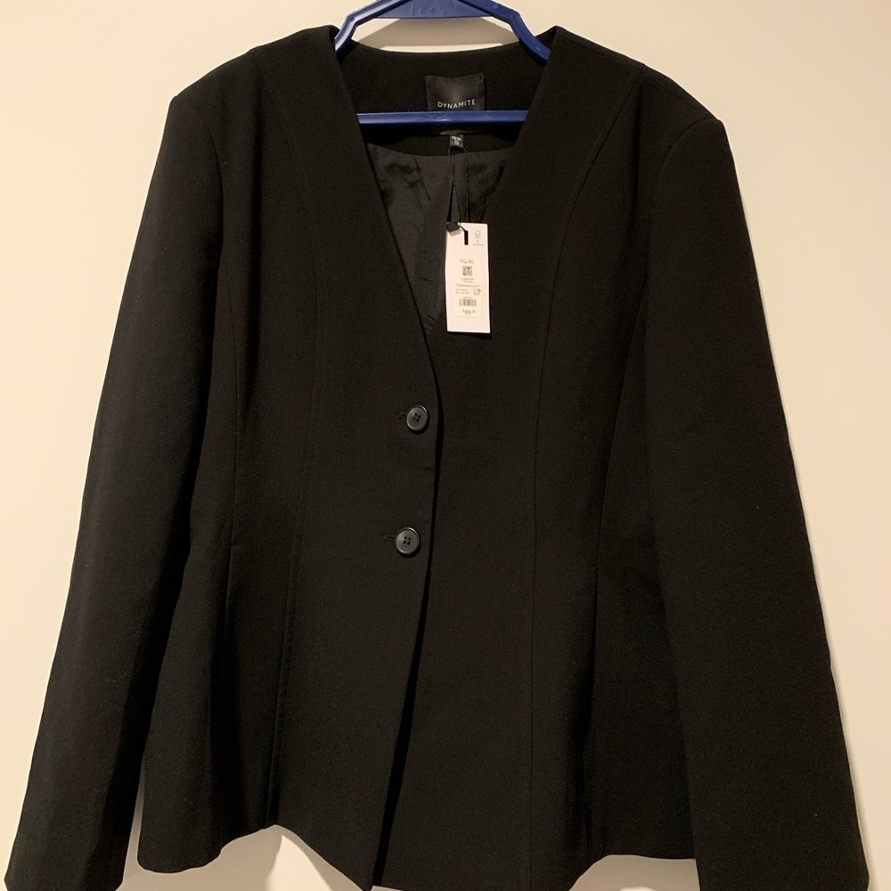Dynamite Black Tailored V-Neck Blazer